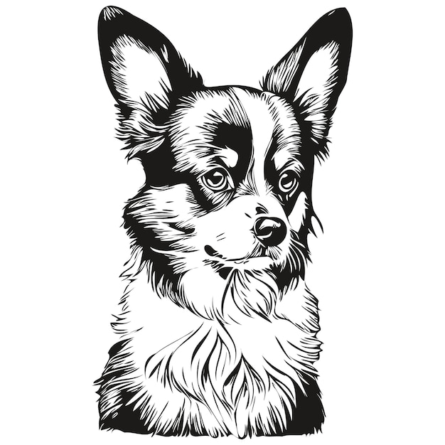 Papillon perro perro gráficos vectoriales dibujado a mano lápiz animal línea ilustración realista raza mascota