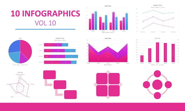 Vector paquete de 10 elementos infográficos