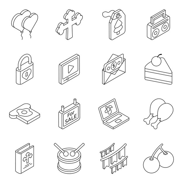 Paquete de accesorios para la celebración de Navidad Icono lineal