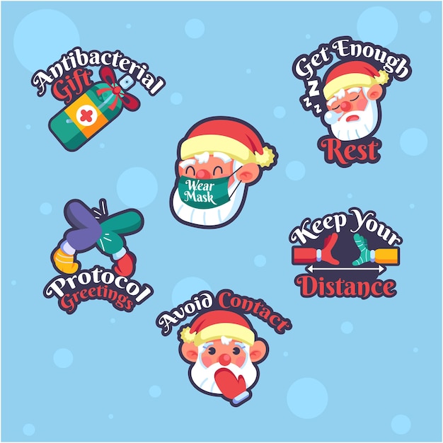 Paquete adhesivo de Papá Noel y Navidad con Protocolo
