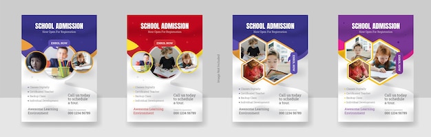 un paquete de Admisión a la escuela Educación Flyer Plantilla Flyer plantilla de portada del folleto para niños