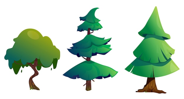 Vector paquete de árboles - árbol de dibujos animados - dibujos animados de árboles de pino - vector de sauce