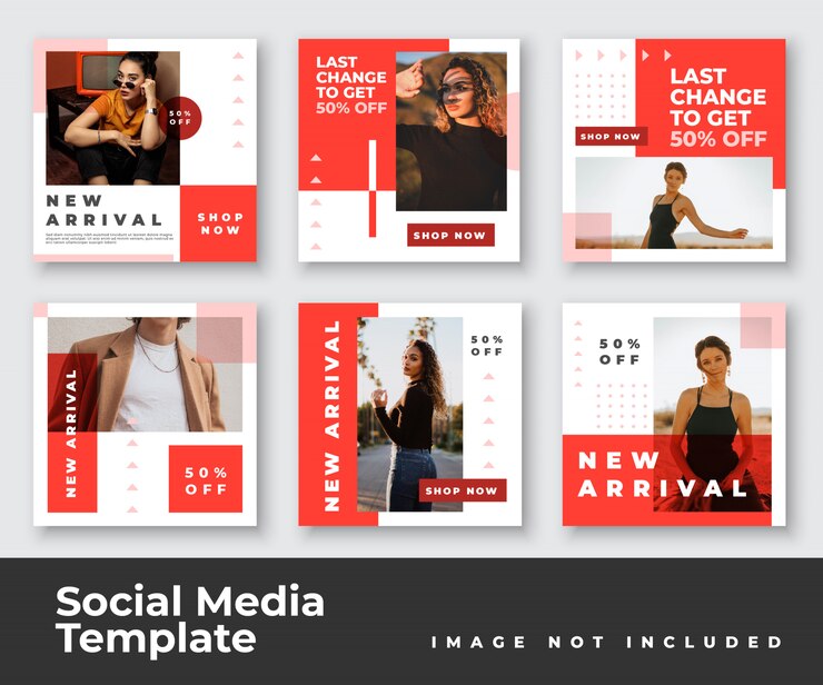 Vector paquete de banner de publicación de feed de instagram de redes sociales