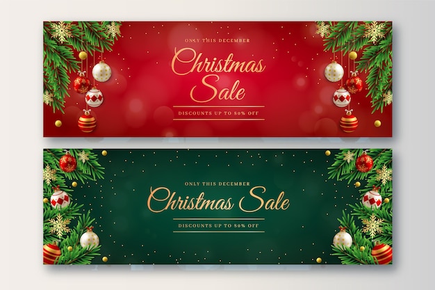 Paquete de banner de rebajas de navidad