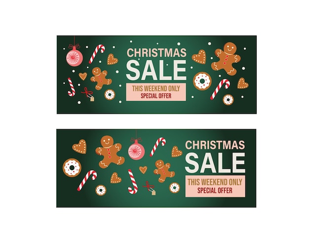 Paquete de banner de rebajas de navidad