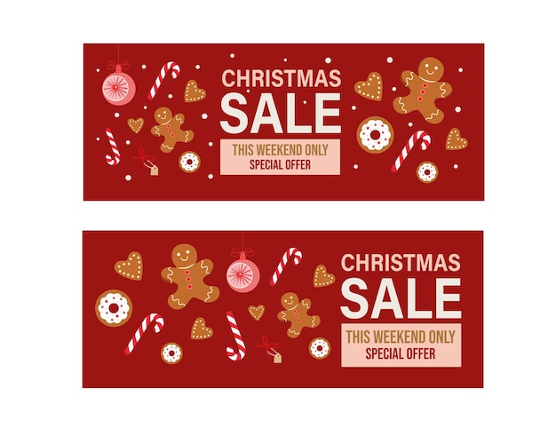 Paquete de banner de rebajas de navidad