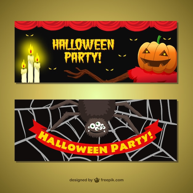 Vector paquete de banners de fiesta de halloween