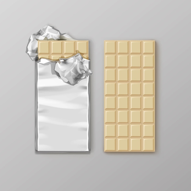 Vector paquete de barra de chocolate empaquetado paquete blanco