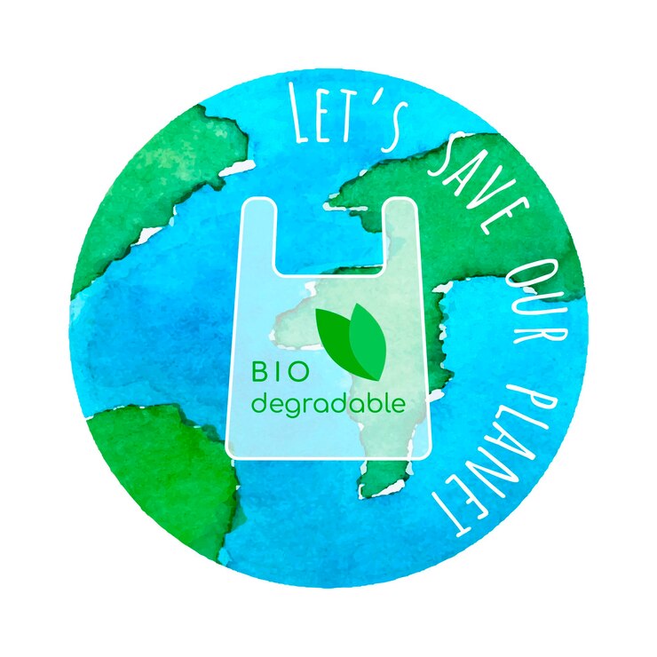 Vector paquete biodegradable planeta tierra acuarela salvar nuestro concepto de ecología del planeta