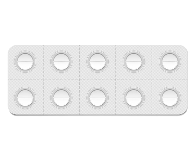 Paquete de blíster de píldoras médicas con celdas individuales desmontables 10 tabletas de medicina en blanco por paquete