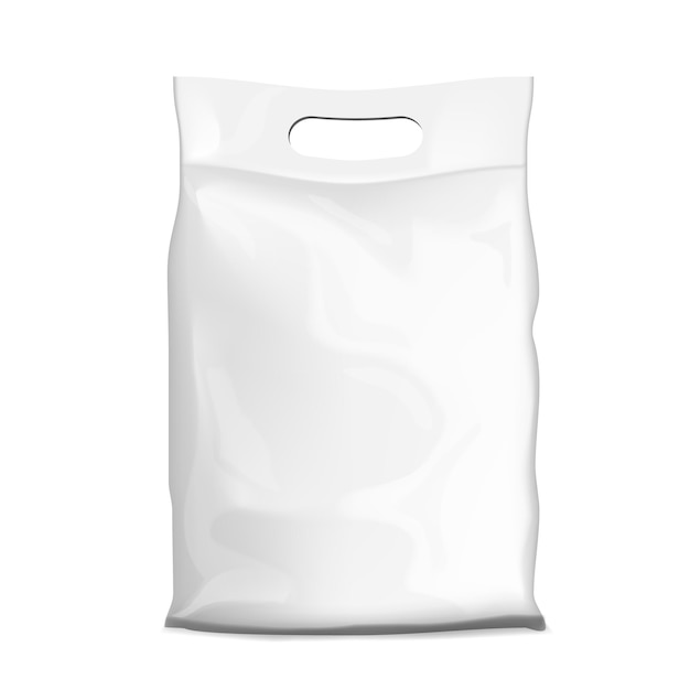 Vector paquete de bolsa de bolsita de papel o papel de aluminio en blanco