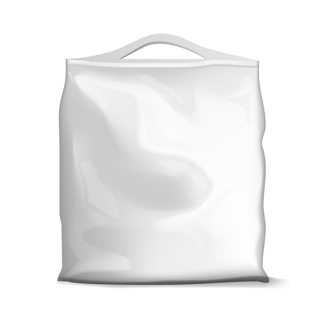 Vector paquete de bolsa de bolsita de papel o papel de aluminio en blanco