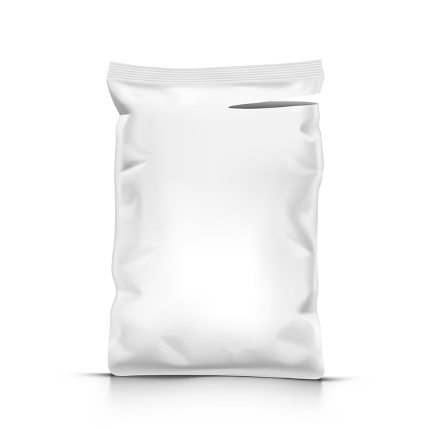 Paquete de bolsa de plástico vacío sellado blanco de pie