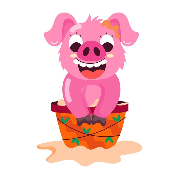 Un paquete de bonitas pegatinas planas de cerdo