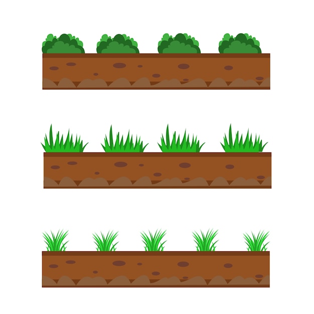 Vector paquete de bordes de césped y hierba