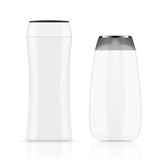 Paquete de botella de champú transparente realista Plantilla de marca cosmética