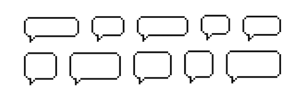 Paquete de burbujas de voz de píxeles Cajas de texto para chats y juegos Estilo de arte de píxels de 8 bits