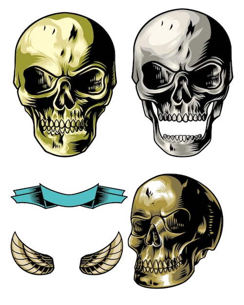 paquete de calavera con cinta y objeto