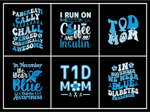 Paquete de camisetas con cita de concienciación sobre la diabetes