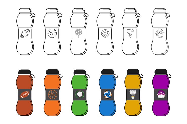 Vector paquete de cápsulas para beber deportivas juego cápsula para beber cápsula para beber deportes y salud vector de baloncesto