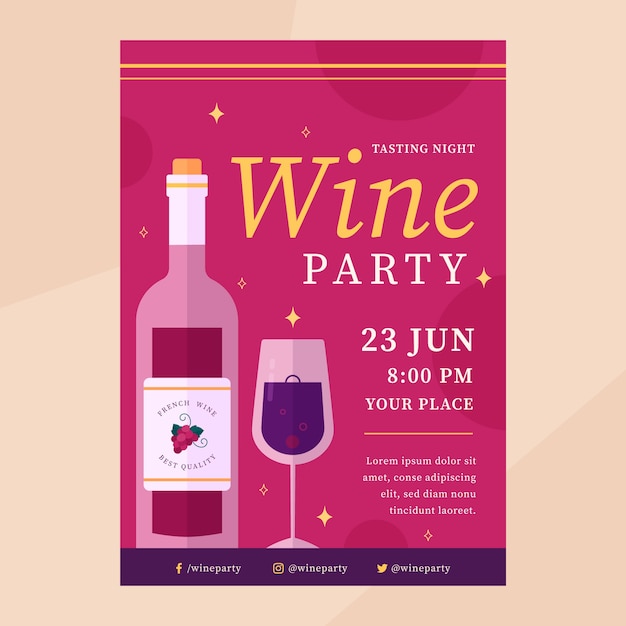 Vector paquete de celebración plana de fiesta de vino