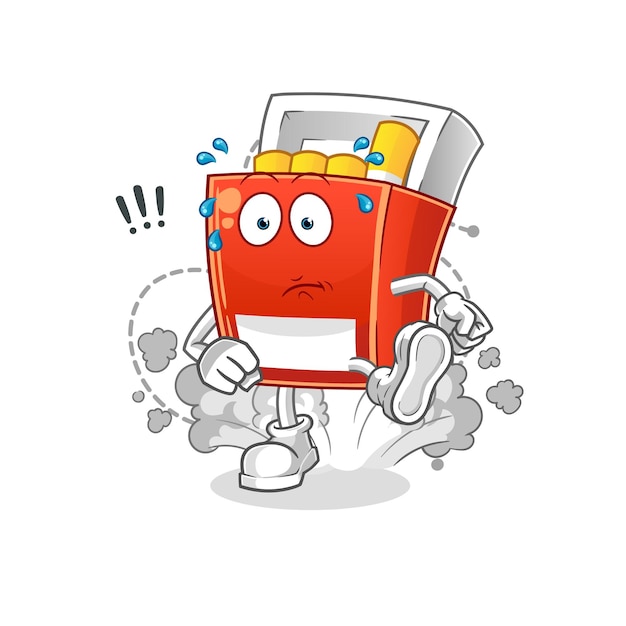 Paquete de cigarrillos corriendo ilustración carácter vectorxA