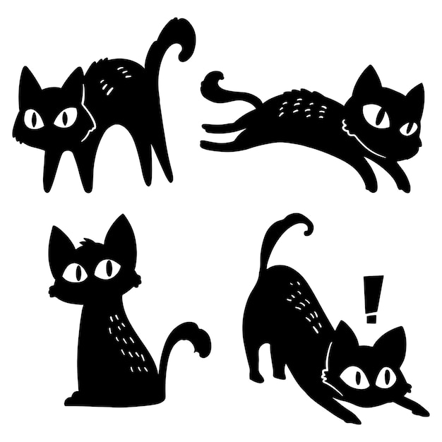 Vector el paquete de cliparts de halloween para el gato negro