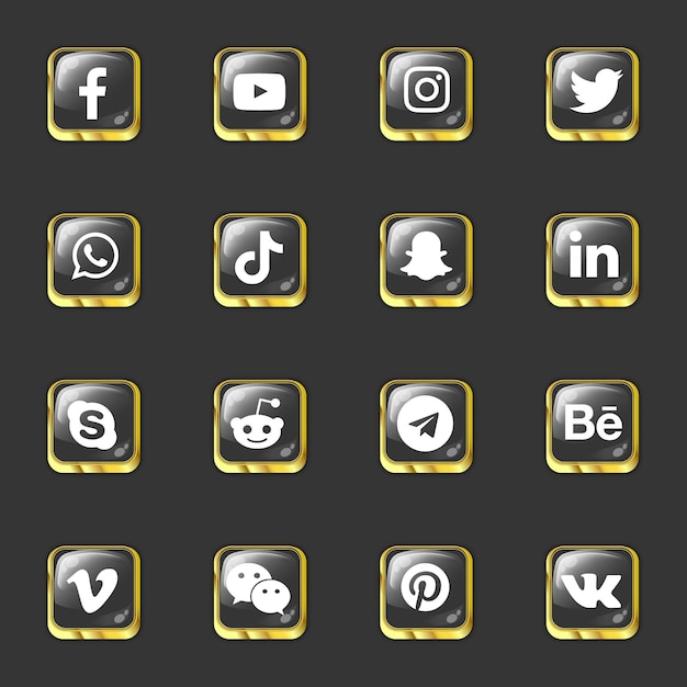 Paquete de colección de iconos y etiquetas 3d de redes sociales