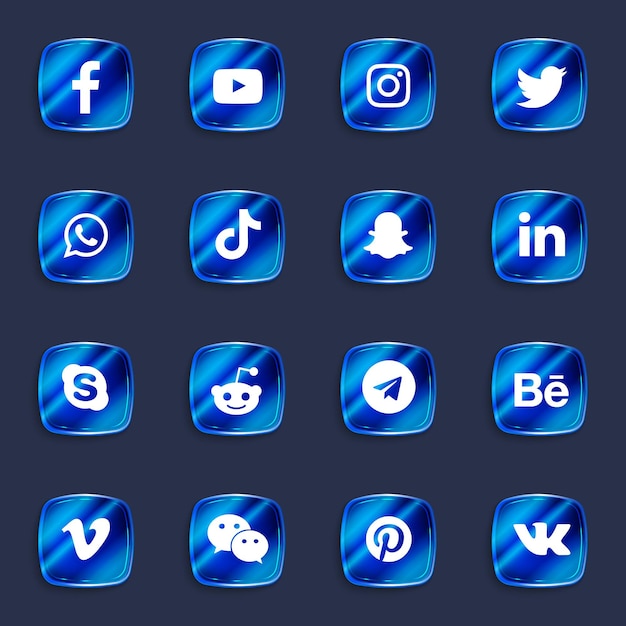 Paquete de colección de iconos y logotipos 3d de redes sociales