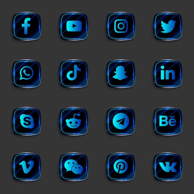 Paquete de colección de iconos y logotipos 3d de redes sociales