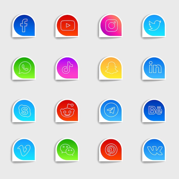 Paquete de colección de iconos planos de redes sociales