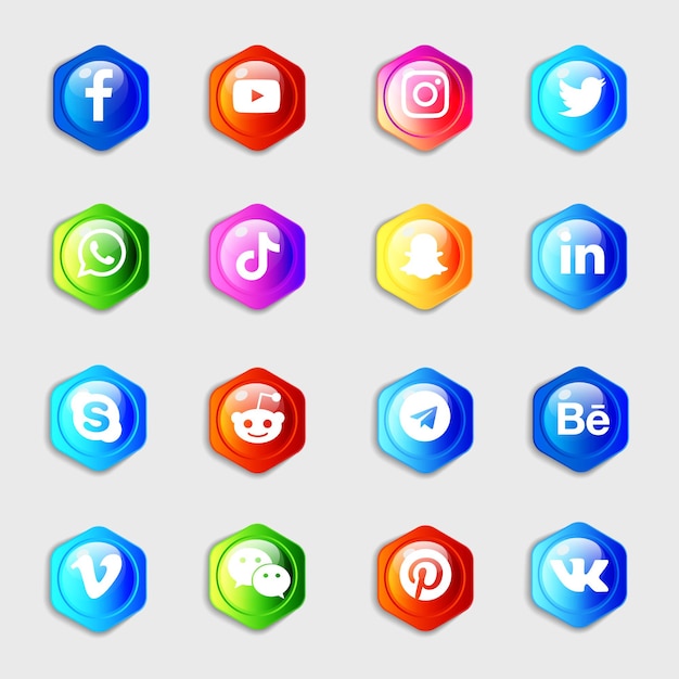 Vector paquete de colección de iconos de redes sociales