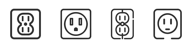 El paquete de colección de iconos de salidas eléctricas Diseño de contorno en negrita con ancho de trazo editable Ilustración vectorial