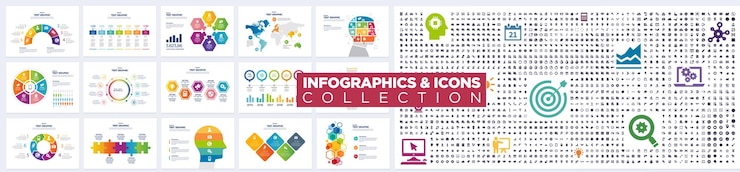 Vector paquete de colección de vectores de infografías e iconos