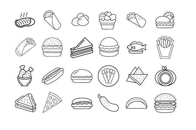 Un paquete de comida línea de arte negro Ilustración vectorial