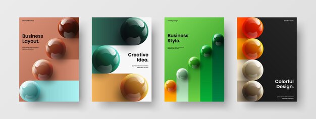 Paquete de concepto de cubierta de bolas realistas creativas