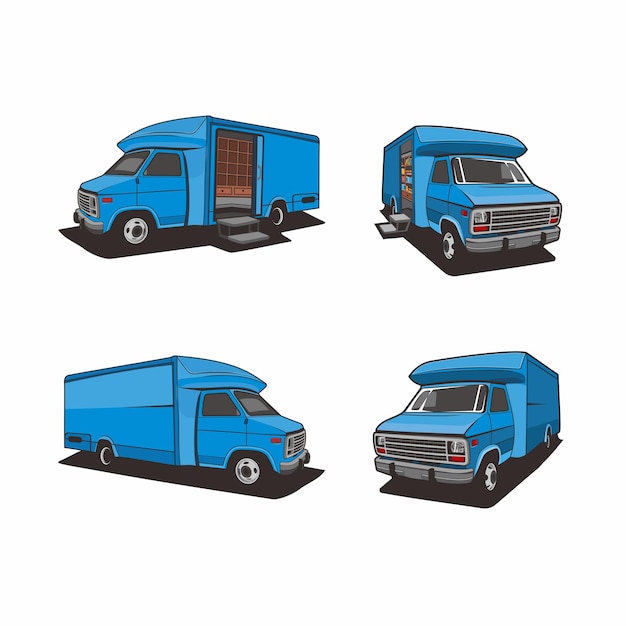 Paquete conjunto camión camper coche vector