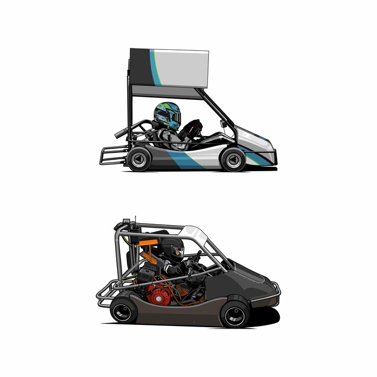 Vector paquete conjunto go kart vector