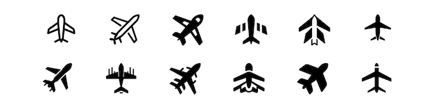 Vector paquete de conjunto de iconos de avión o avión