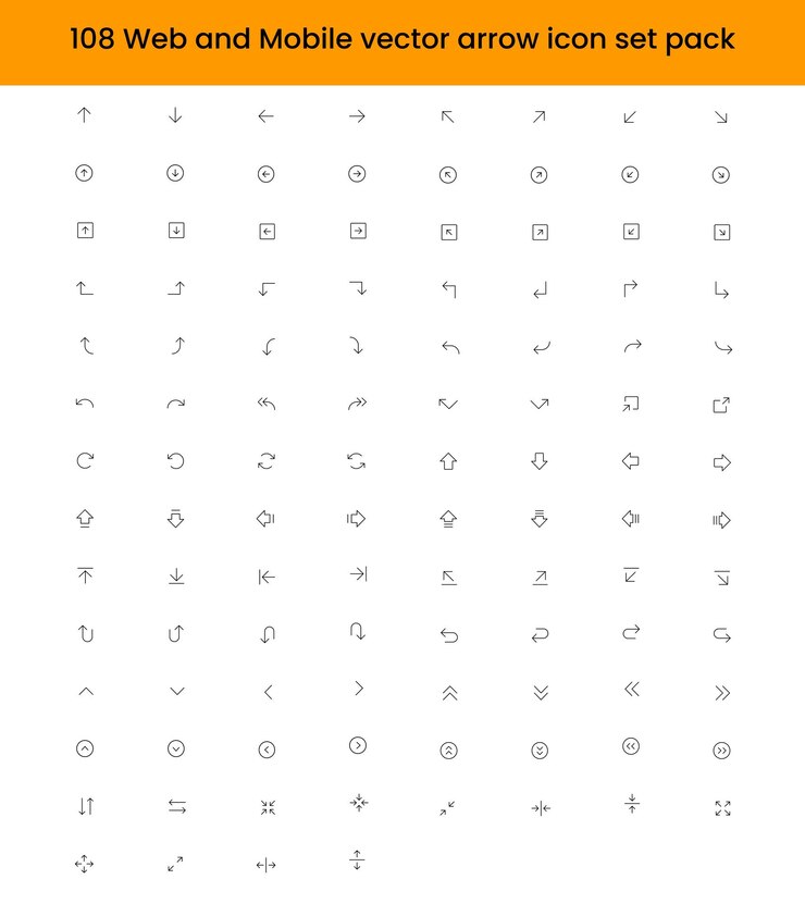 Vector paquete de conjunto de iconos de flecha de vector web y móvil 108