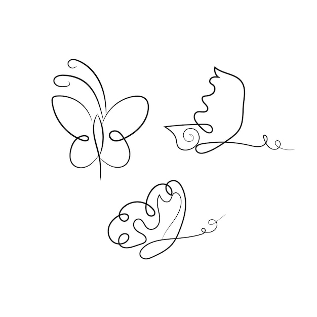 paquete de contorno de mariposa dibujado a mano vectorial