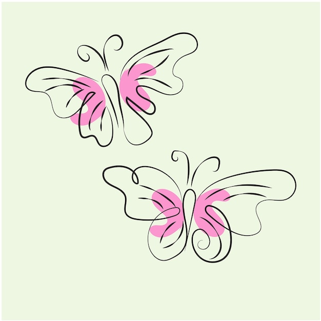 paquete de contorno de mariposa dibujado a mano vectorial