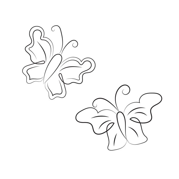 Vector paquete de contorno de mariposa plana lineal vectorial