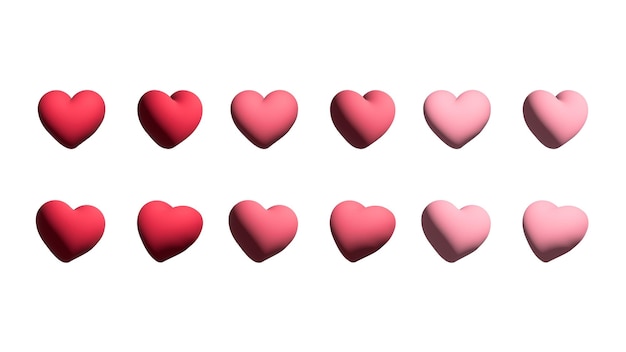 El paquete de corazones 3D en rosa