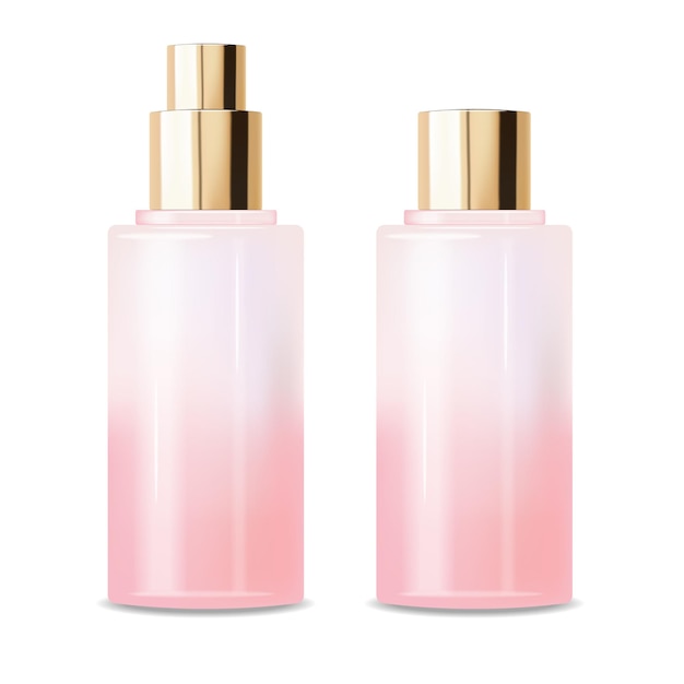Paquete cosmético realista. Contenedor de loción, tónico, suero, crema, maqueta de botella vector aislado