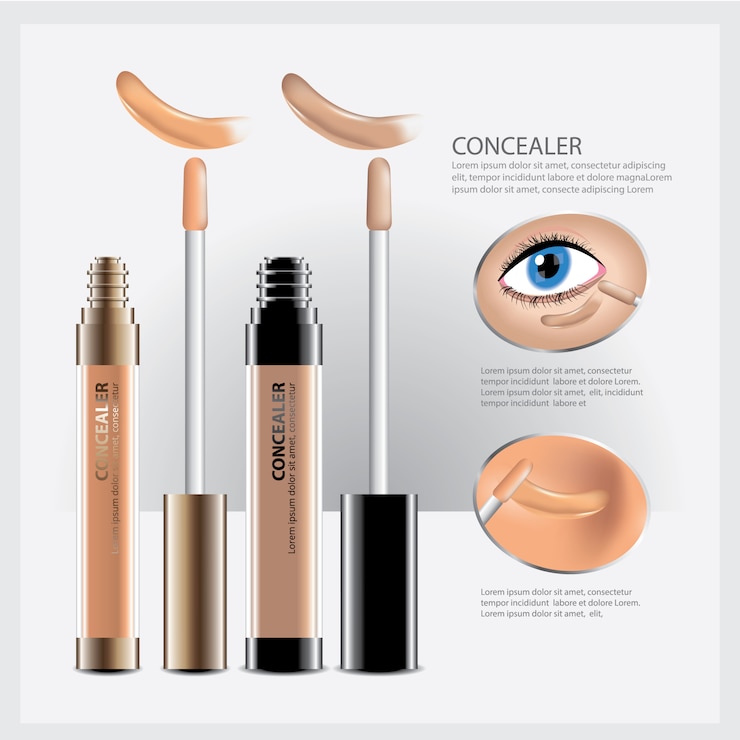 Vector paquete de cosméticos corrector