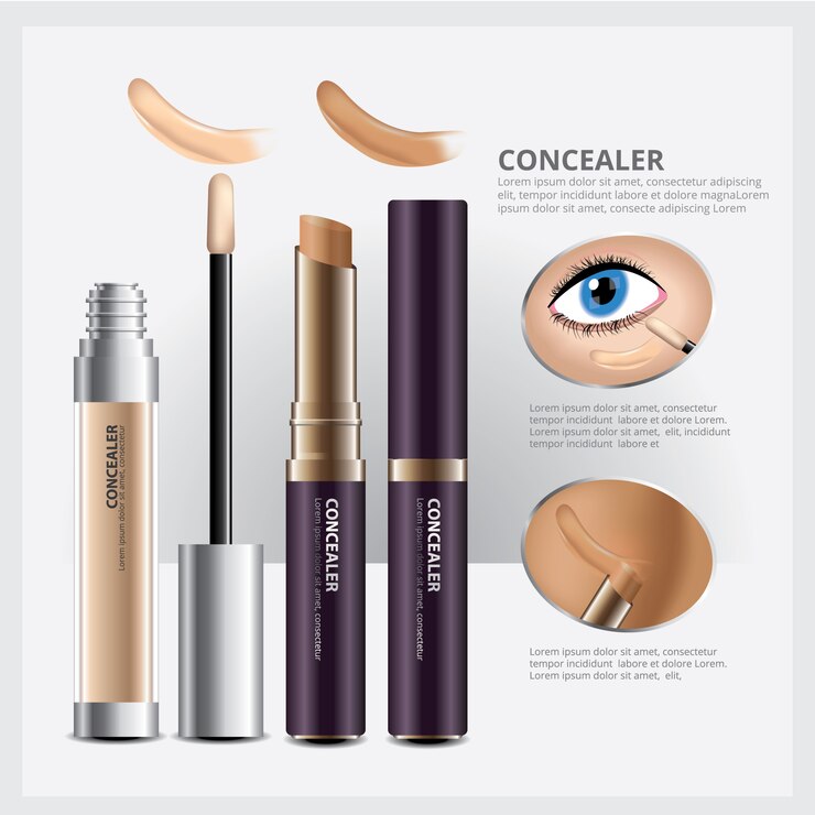 Vector paquete de cosméticos corrector
