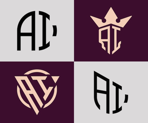 Paquete creativo simple de diseños de logotipos de letras iniciales AF