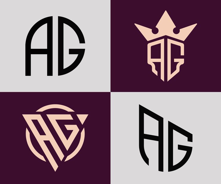 Vector paquete creativo simple de diseños de logotipos de letras iniciales ag