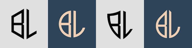 Paquete creativo simple de diseños de logotipos de letras iniciales BL